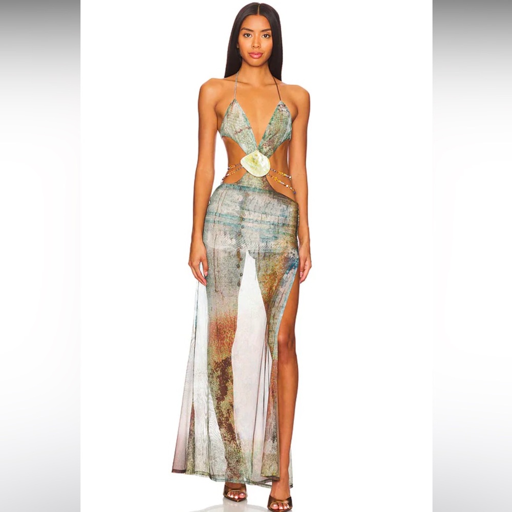 Jaded London Vida Backless Maxi Dress With Shell Trim